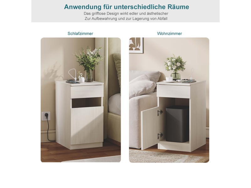  Table de chevet avec prises usb et ac 1 tiroir en mdf 33 x 40 x 61.5 cm W3781P430466 - Conforama E