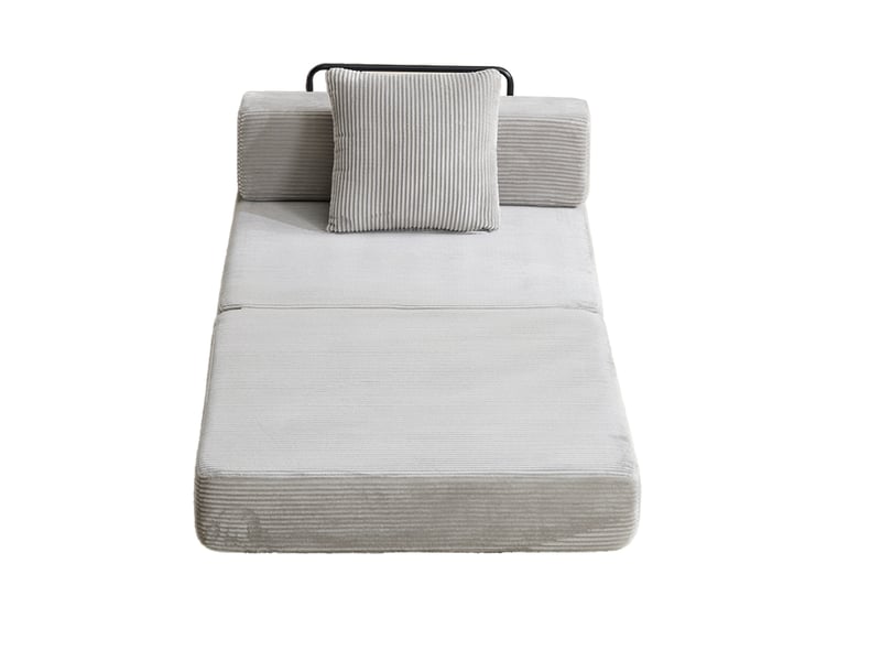  Canapé convertible sol, canapé lit pliable, avec soutien à la dossier en oreiller et accoudoirs, lit une personne confortable, tissu velours, pour salon et chambre, gris clair  - Conforama A