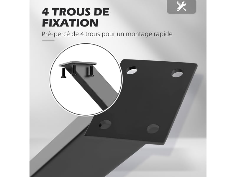  Lot de 2 pieds de table en forme en croix 70 x 72 cm noir design industriel pour table basse table de chevet  - Conforama A