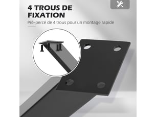 Lot de 2 pieds de table en forme en croix 70 x 72 cm noir design industriel pour table basse table de chevet