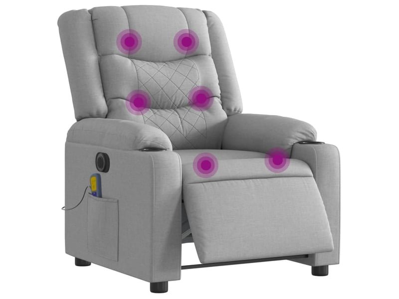 Fauteuil de massage inclinable électrique gris clair tissu shl53648 - Conforama C
