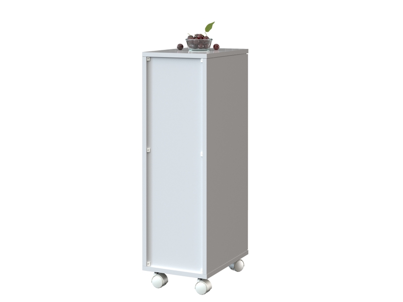  Meuble poubelle mobile 1 porte 24,2x35x80,3 cm en mdf blanc brillant  - Conforama E