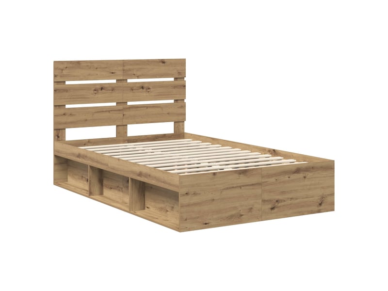  Lit double- lit adulte -  cadre de lit chêne artisan 120 x 190 cm bois de pin massif  - Conforama C