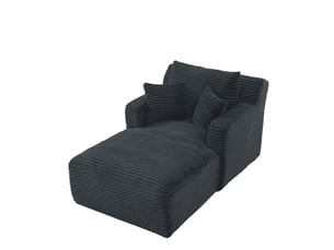 Chaise longue de relaxation moderne - 100x166x82cm - fauteuil de salon en velours côtelé design sans montage - gris foncé