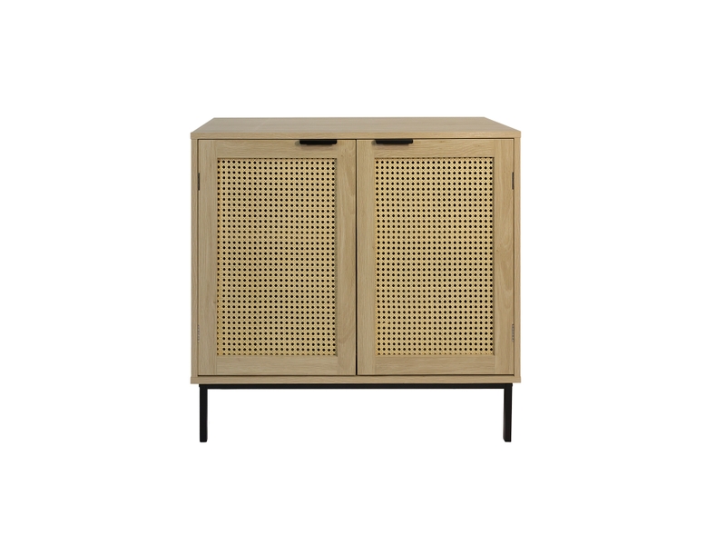 Buffet avec 2 portes cannage en bois naturel 80 x 35 x 75,5 cm 62105 - Conforama R