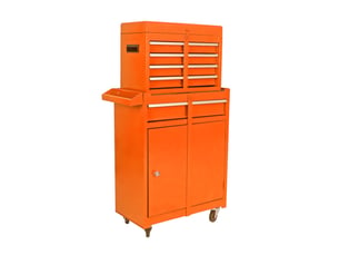 Armoire à outils roulante 58,5x28x102 cm orange en acier, 5 tiroirs et rangement pour garage ou atelier