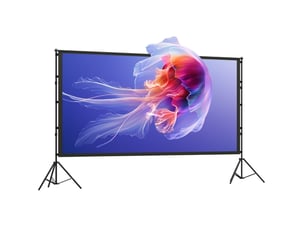 Écran de projection portable 309x62x217 cm – noir – double trépied, projection avant et arrière