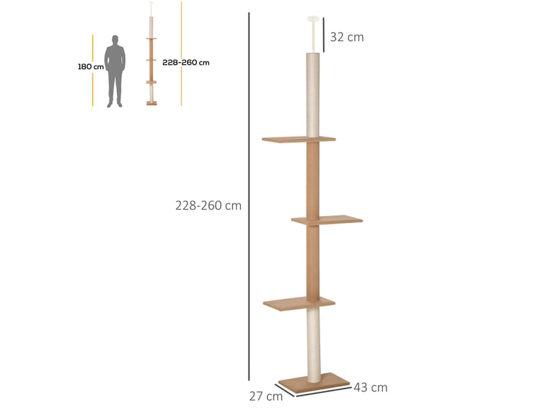  Arbre à gratter 228x260 cm réglable panneau de particules kaki  - Conforama D