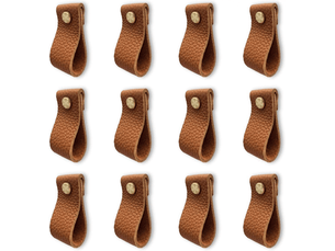 Jeu de 12 poignées pour meubles de cuisine, poignées pour meubles en cuir, poignées pour portes avec écrous