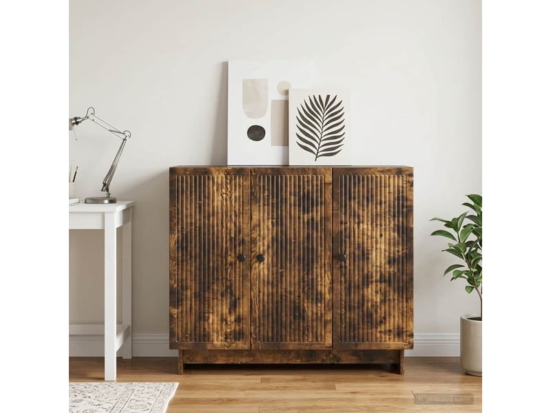  Buffet - bahut - meuble de rangement chêne fumé 89 x 34,5 x 80 cm bois d'ingénierie  - Conforama B