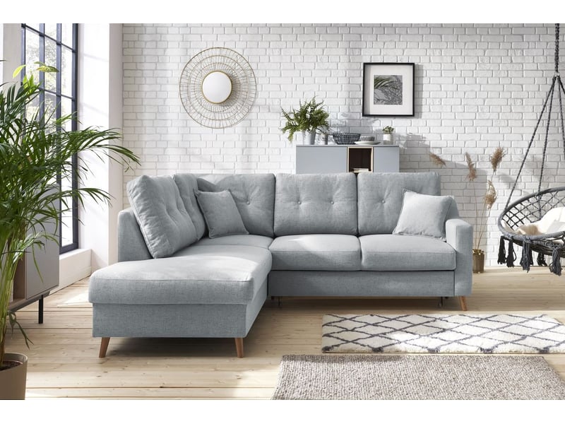 Bobochic canapé d'angle l convertible sweden gris clair  angle gauche SWEDEN - Conforama C