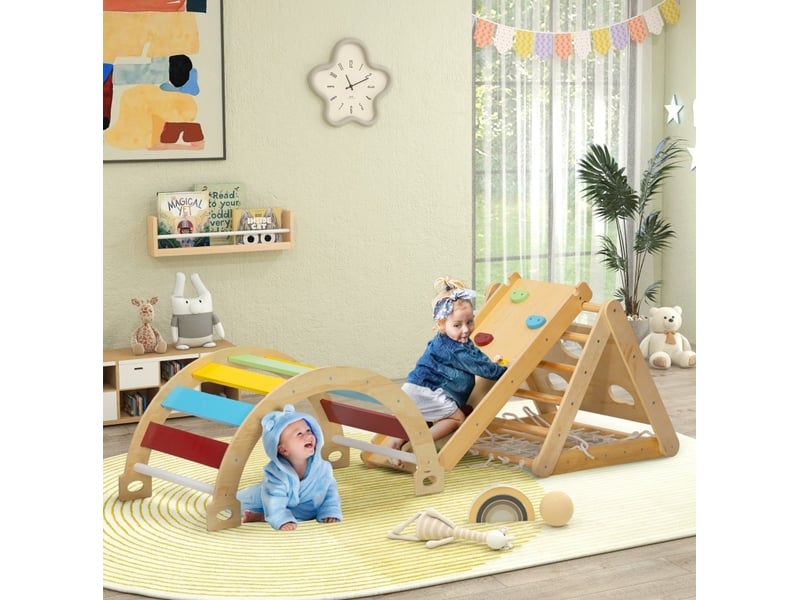  Triangle d'escalade intérieur 7 en 1 168x62,5x57 cm bois multicolore  - Conforama B