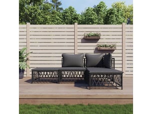 Salon de jardin avec coussins 4 pcs anthracite acier