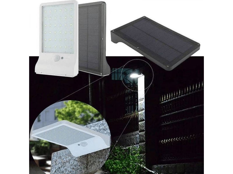  Lampe de jardin solaire 36led-blanc avec poteau, maison extérieure balcon extérieur murale à led avec capteur de clôture, 4 w ISG003627 - Conforama E