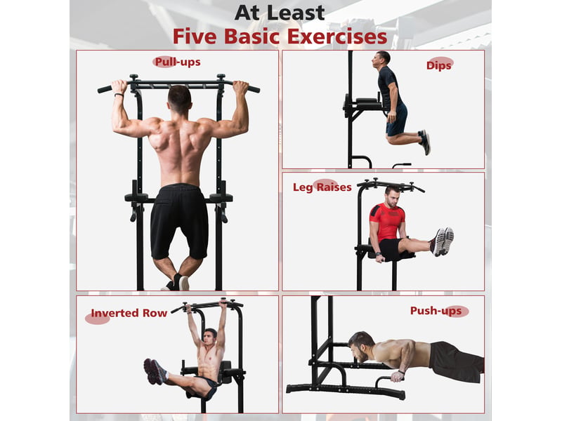  Tour de musculation multifonction 224,8 x 96,5 x 207 cm – noire – hauteur réglable, tractions et dips  - Conforama C