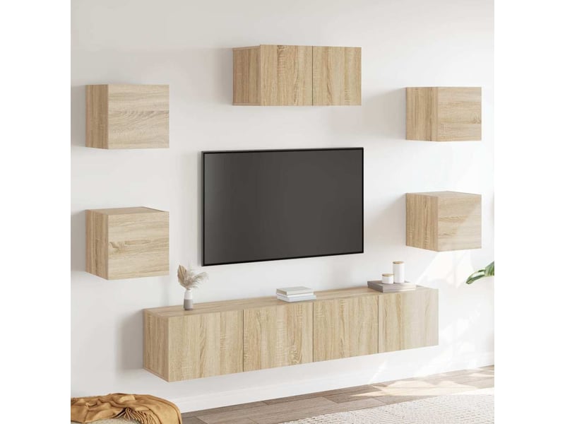  Ensemble de meubles tv 7 pcs chêne sonoma bois d'ingénierie shl32913  - Conforama B