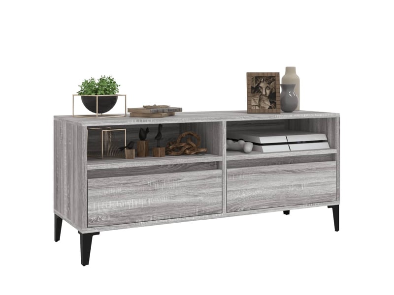  Meuble tv - banc tv - meuble de rangement sonoma gris 100x34,5x44,5 cm bois d'ingénierie  - Conforama D