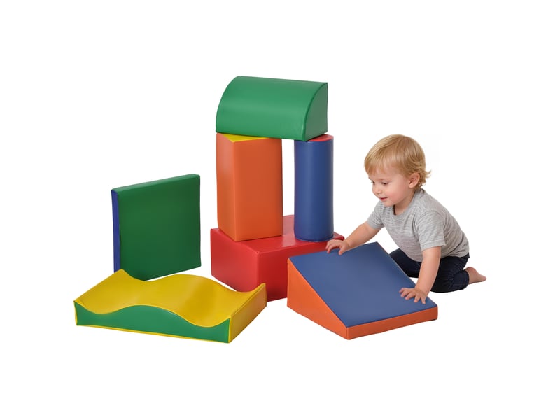 7pcs module motricité bébé parcours motricité bébé blocs de construction en mousse epe avec housse en polyuréthane - jouets éducatifs pour enfants d'âge préscolaire, multicolore - Conforama A