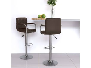 Lot de 2 tabouret de bar, chaise de bar marron similicuir shl22804