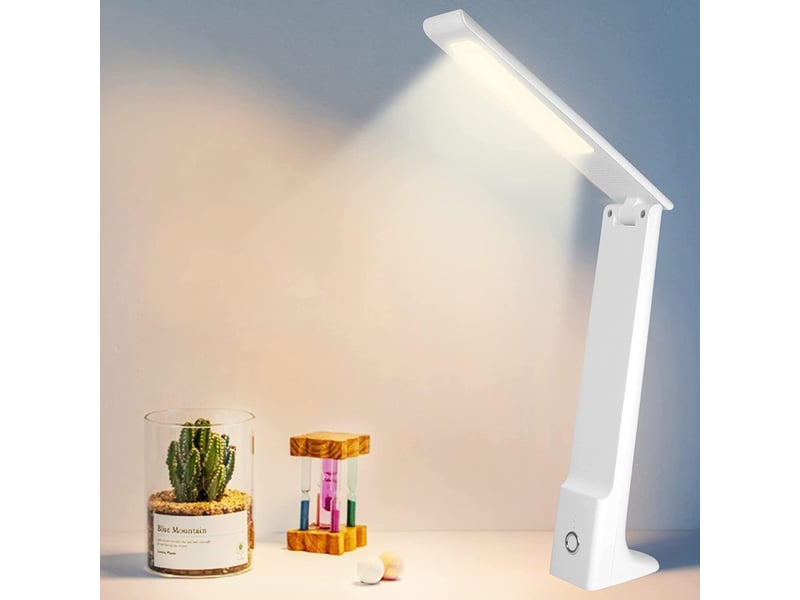  Lampe de chevet pliable avec veilleuse, variateur tactile – 3 modes de couleur, protection oculaire, pour lecture et étude-blanc  - Conforama E