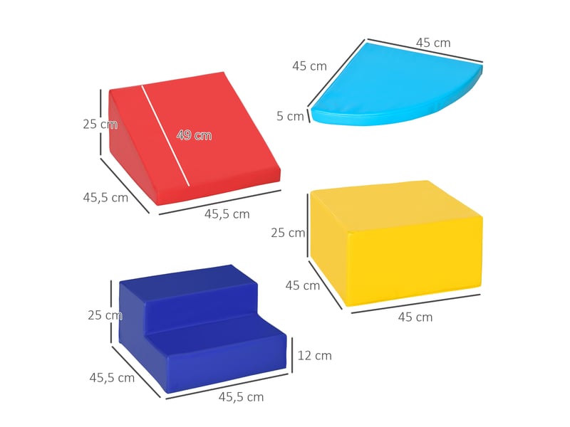 4 blocs de construction xl - modules de motricité - jouets éducatifs - parcours motricité enfant mousse epe polyuréthane, bleu, jaune, rouge - Conforama C