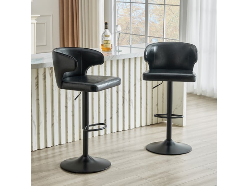 2 tabourets de bar réglables avec dossier - pivot à 360° - socle large, repose-pieds - moderne bar cuisine - Conforama B
