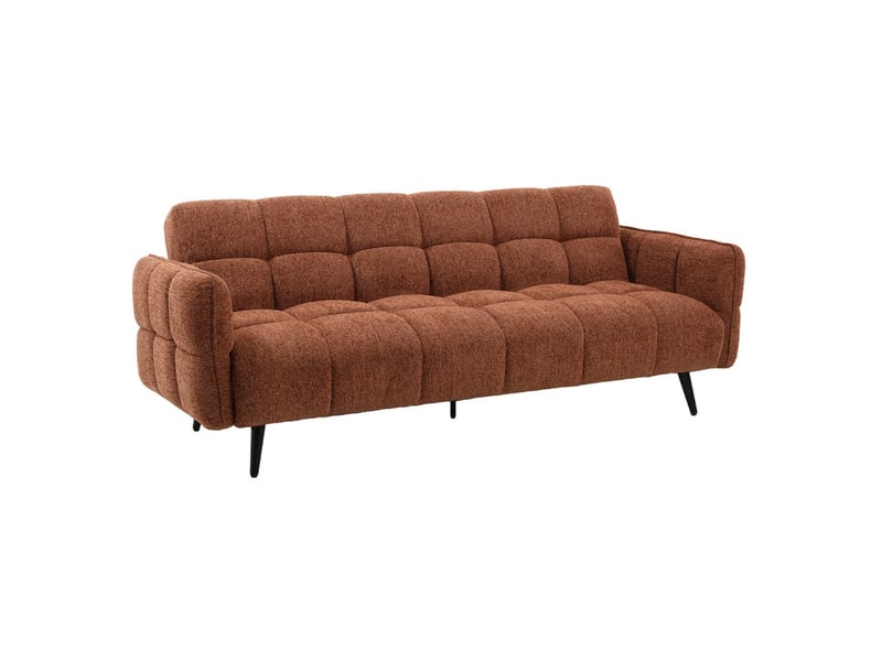  Canapé capitonné convertible 3 places en tissu doux terracotta - suki  - Conforama A
