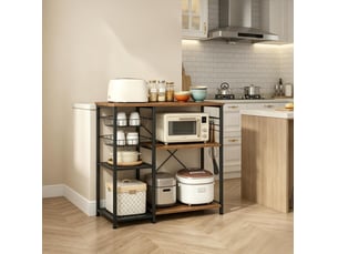 Étagère de cuisine ouverte 90x40x82 cm noire et bois avec paniers