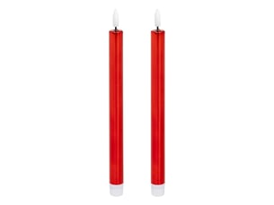 Lot de 2 bougies led bâton métal rouge