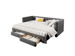 Lit extensible 90x200 cm <strong>KORFEE</strong>  <strong></strong> coloris gris