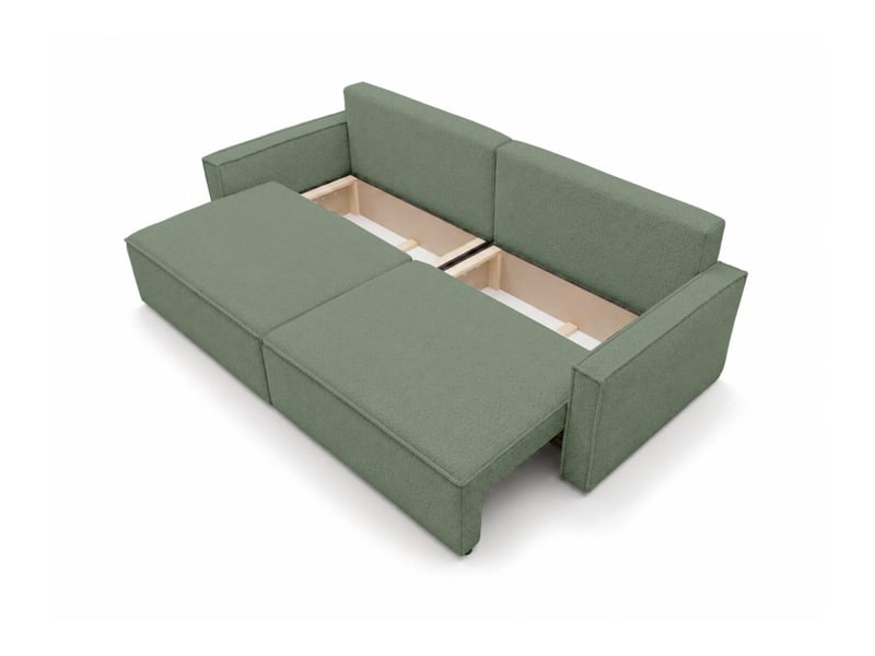 Farah - canapé droit 3 places convertible accoudoirs slim en tissu bouclettes généreuses - Conforama D