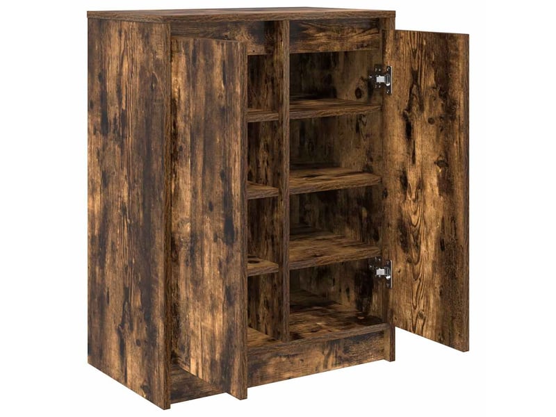  Meuble à chaussure | armoire à chaussures chêne fumé 57x34x76 cm bois d'ingénierie  - Conforama E