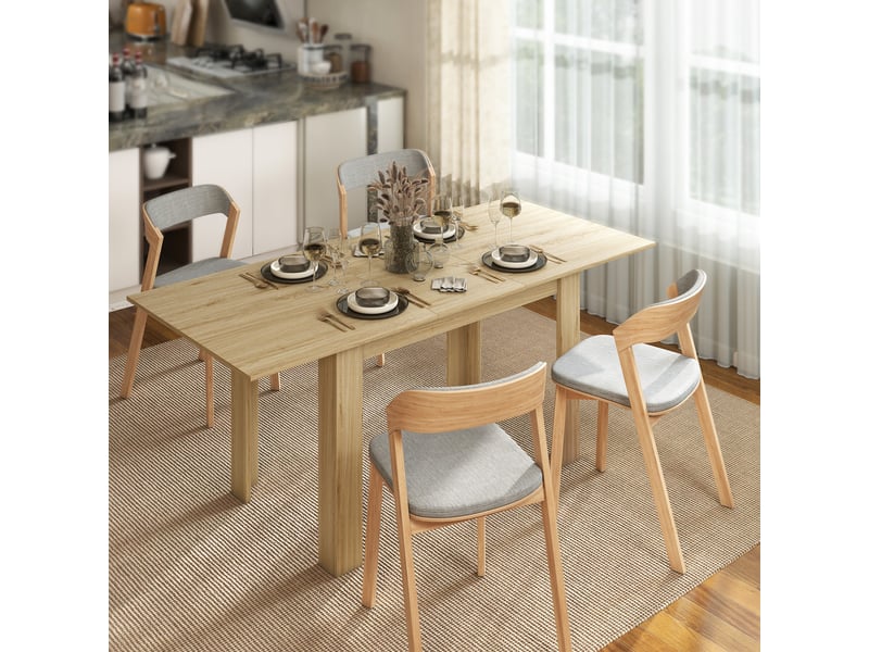 Table de salle à manger extensible pour 6 à 8 personnes, 140-180 x 80 cm, couleur bois - Conforama C