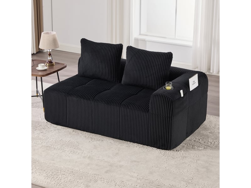  Canapé 2 places, canapé de salon — porte-gobelets, sans montage, en velours côtelé  - Conforama A