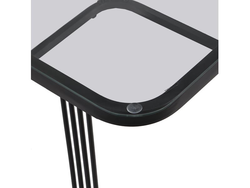  Table basse modulaire avec 2 tiroirs, plateau effet marbre et verre, structure gigogne, en mdf noir, pour salon  - Conforama E