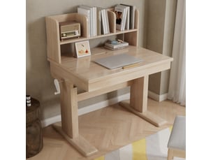 Bureau enfant 92x60x89 cm, réglable en hauteur, table scolaire avec rangement, meuble chambre et salon, bois, naturel