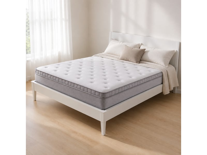 Matelas 90x200 cm en mousse et ressorts ensachés 7 zones h3 25 cm blanc ancien chicfurn - Conforama B