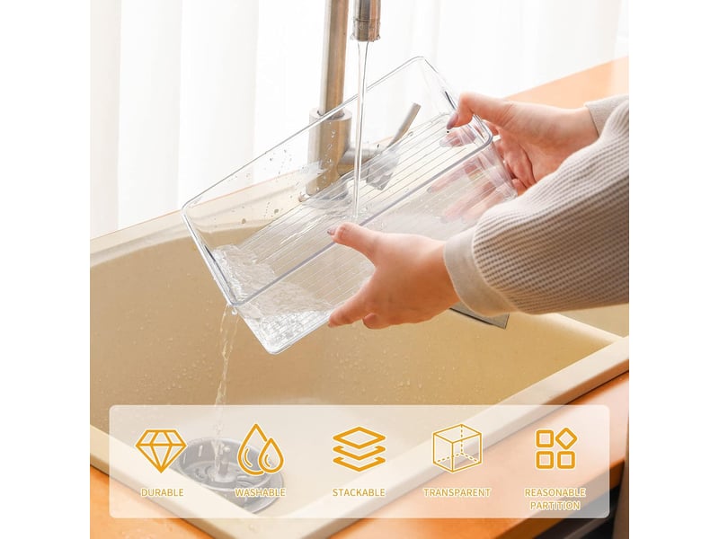  Boite de rangement frigo transparent, lot de 6 (3 tailles)  pour le réfrigérateur cuisine  - Conforama D