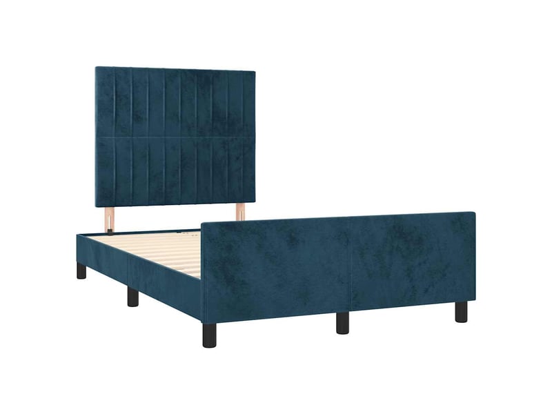 Lit double- lit adulte -  cadre de lit sans matelas bleu foncé 120x190 cm velours  - Conforama B
