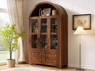 Vitrine coloris bois foncé <strong>BIQZUYA</strong> <strong></strong> - 110 cmx185 cm