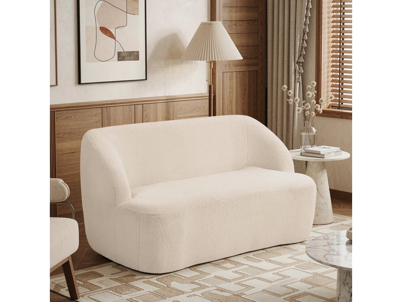  Canapé 2 places 142 cm à dossier incurvé beige  - Conforama C