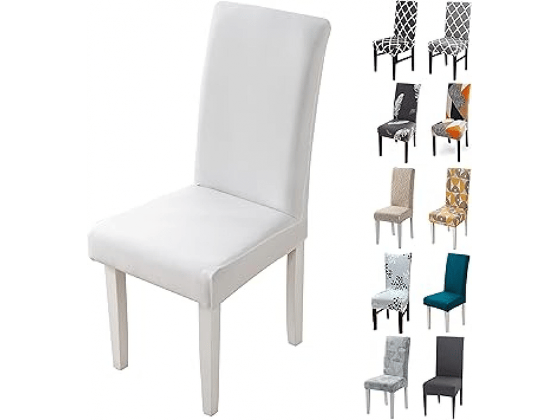  Housses de chaise blanches, 1 pièce, élastiques, amovibles et lavables, housses de chaise modernes convenant aux restaurants, salles de banquet, hôte XLH-ZLS-009252ZLS - Conforama B