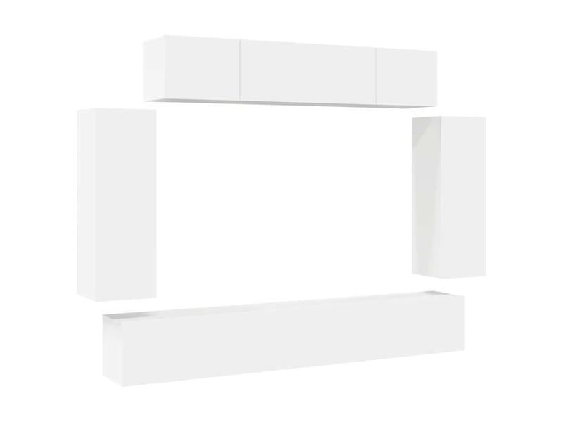  Ensemble de meuble tv - banc tv - meuble de rangement 6 pcs blanc bois d'ingénierie  - Conforama A