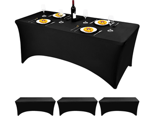 Housse de coussin - nappes noires en spandex 1, 80 m de long, extensibles et ajustées, idéales pour les mariages, les fêtes d'anniversaire et les banquets