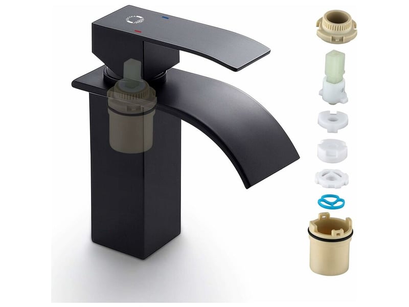  Robinet lavabo noir-mitigeur de salle de bain-robinet cascade pour vasque solide-robinetterie de super qualité (noir) QWE000823 - Conforama C