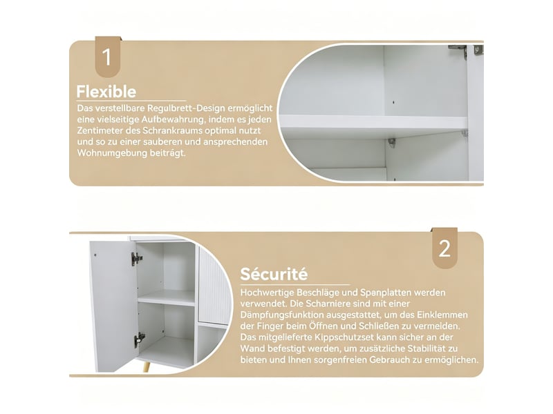  Meuble à chaussures moderne – avec 1 tiroir et 4 portes, armoire pour entrée et salon – blanc BrimViber - Conforama D