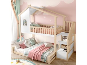 Lit mezzanine 90x200 cm WISHDOR   coloris noir