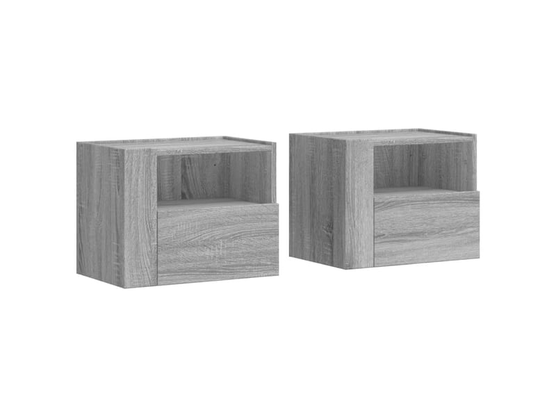  Lot de 2 tables de chevet - cabinet de chevet - table de nuit murales sonoma gris 45x30x35 cm  - Conforama A