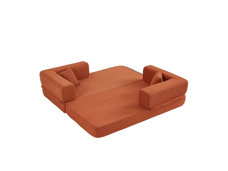  Canapé convertible 3 places en velours côtelé pliable orange chicfurn  - Conforama D