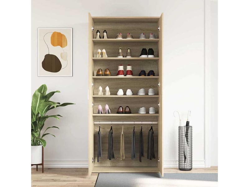 Meuble à chaussure, cabinet à chaussures 80x39x178 cm bois d'ingénierie shl2448 - Conforama D